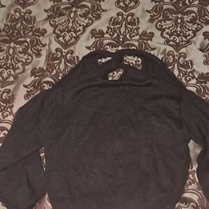 Black Cropped Sweater With Criss Cross Neckline Size Small